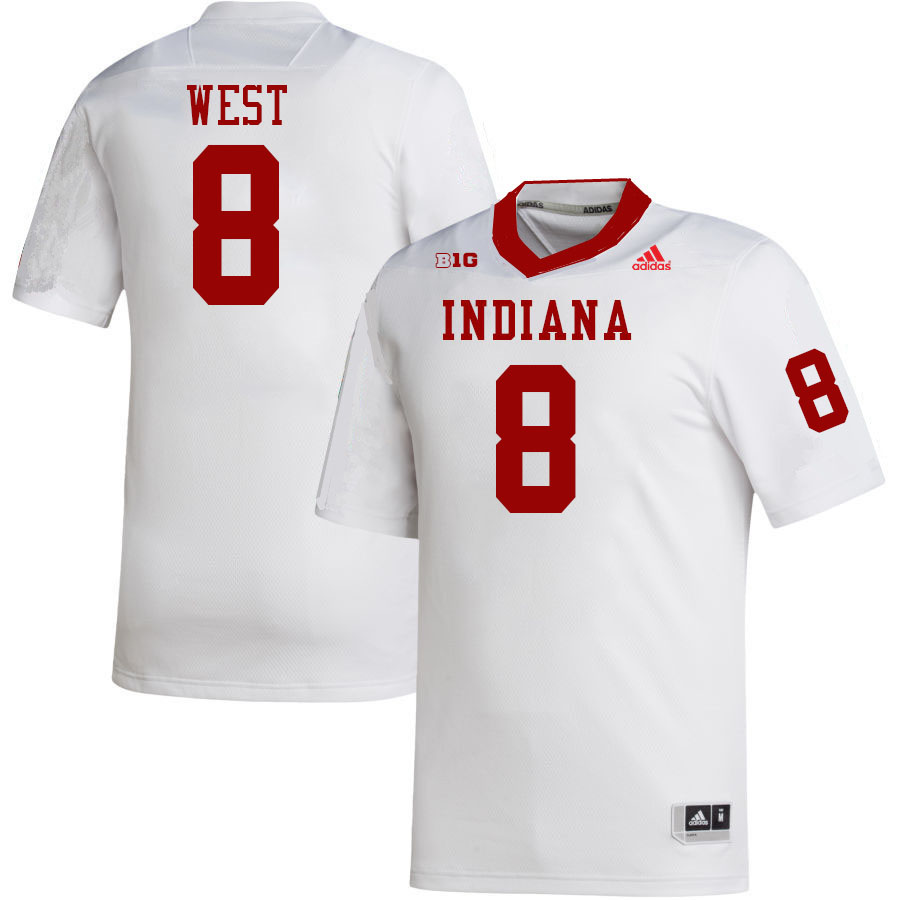 Men #8 CJ West Indiana Hoosiers College Football Jerseys Stitched-White